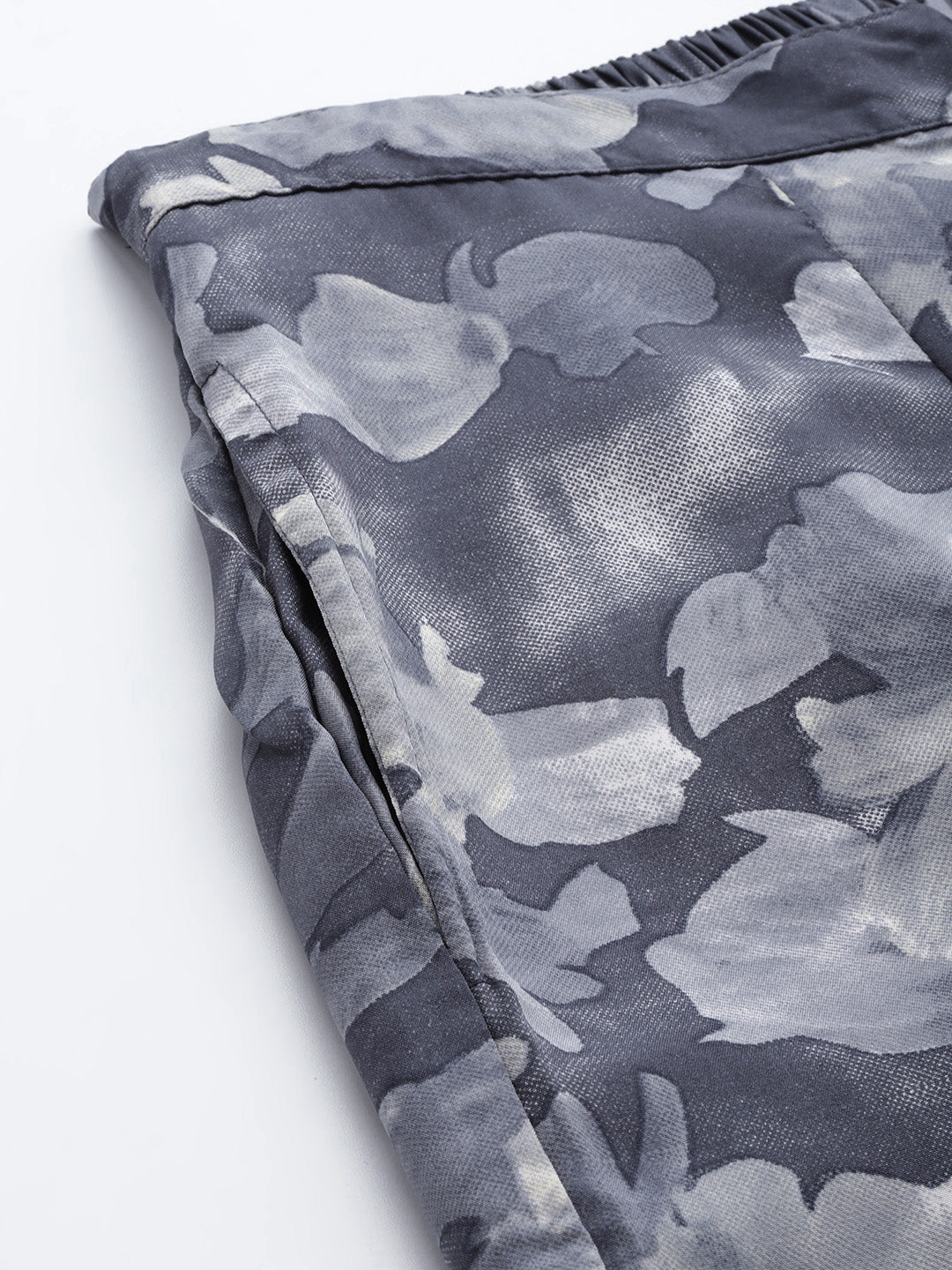 Women Grey Printed Crop Top With Palazzos