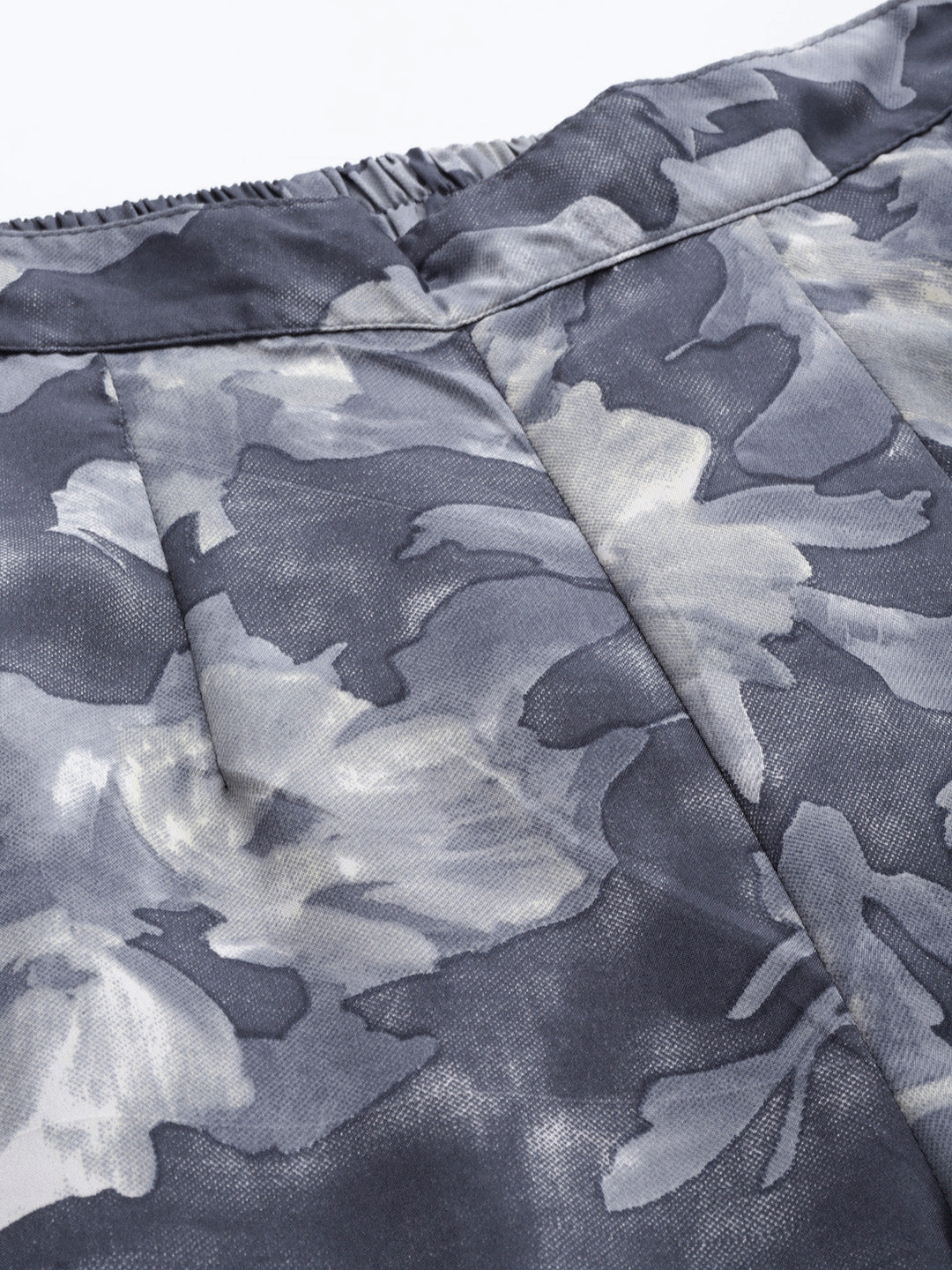 Women Grey Printed Crop Top With Palazzos