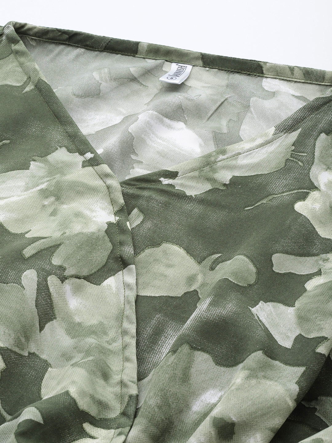 Women Olive Green Printed Crop Top With Palazzos