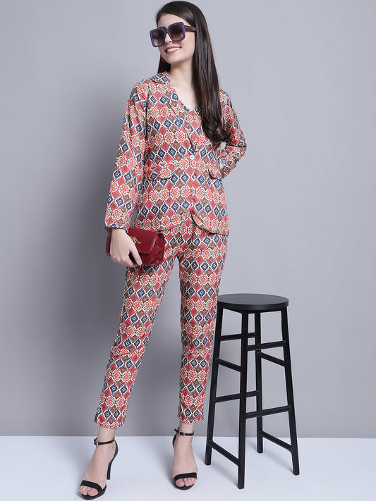 Womens Digital Printed Crop Top And Jacket Set
