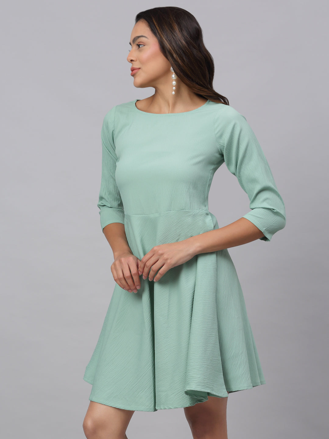 Women Green A Line Dress