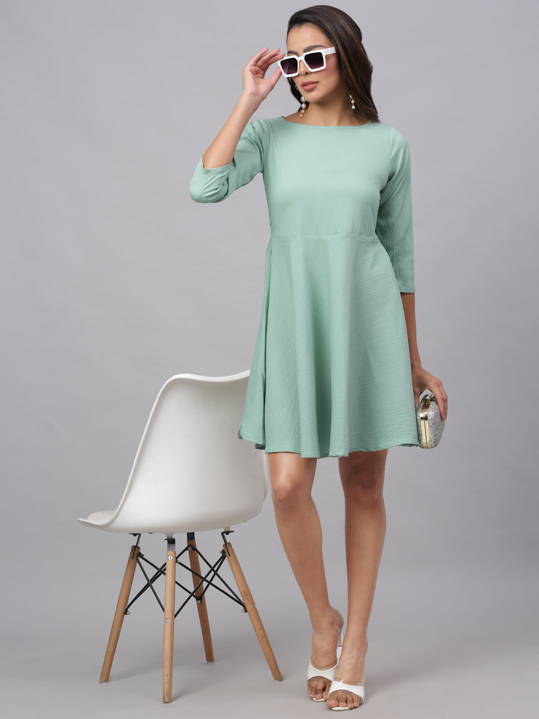 Women Green A Line Dress
