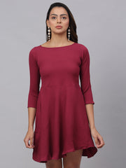 Women Maroon A-Line Dress ( JND 1001Maroon )