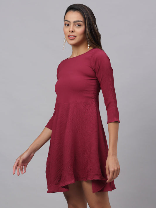 Women Maroon A-Line Dress ( JND 1001Maroon )