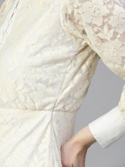 Cream Net Tiered Dress