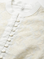 Cream Net Tiered Dress