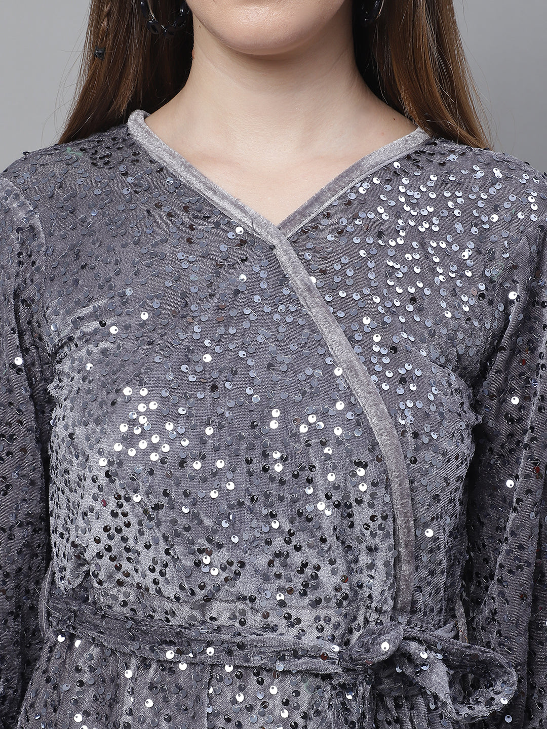 Womens Sequin Velvet A Line Dress