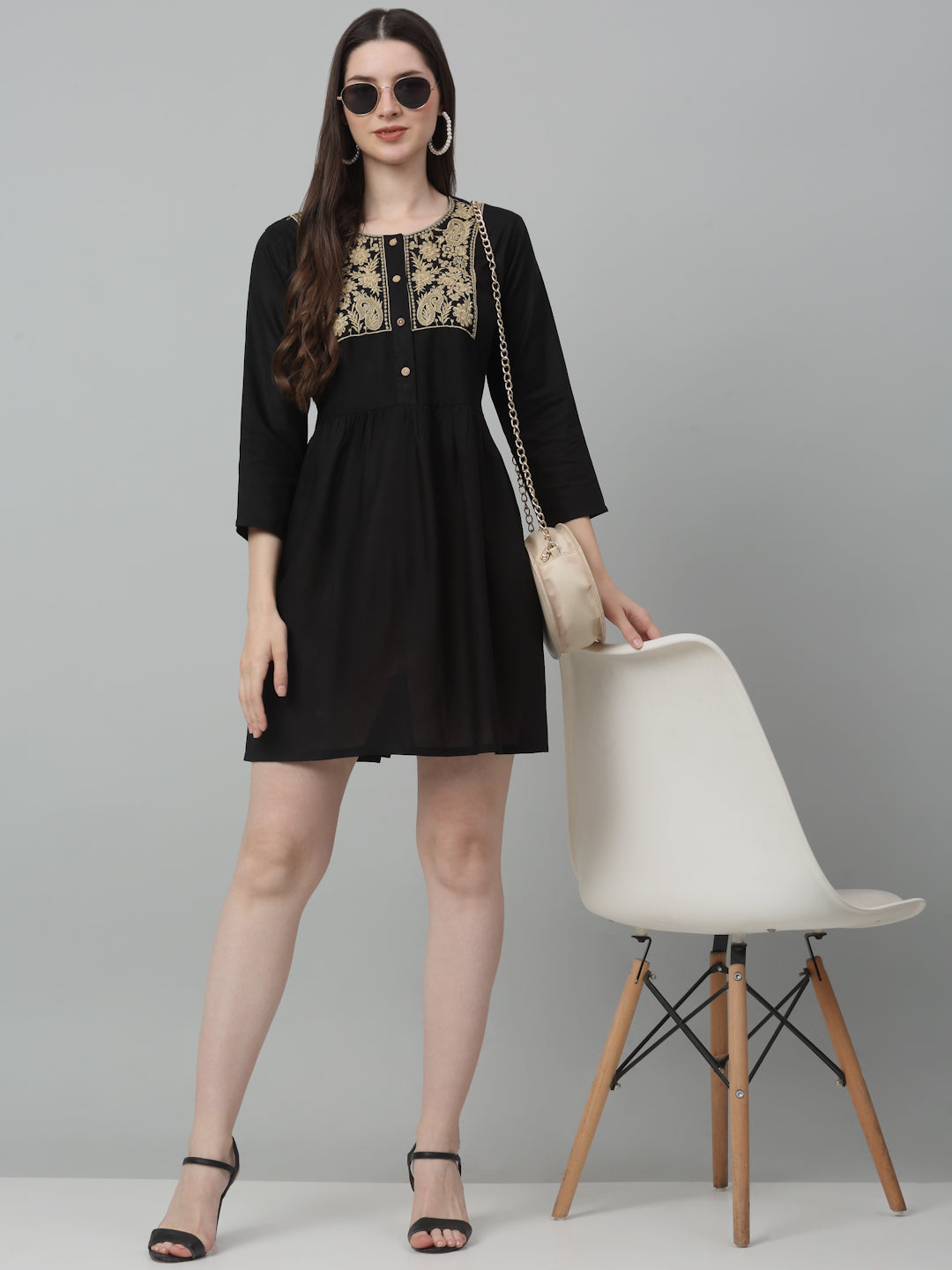 Womens Embroidered A Line Dress
