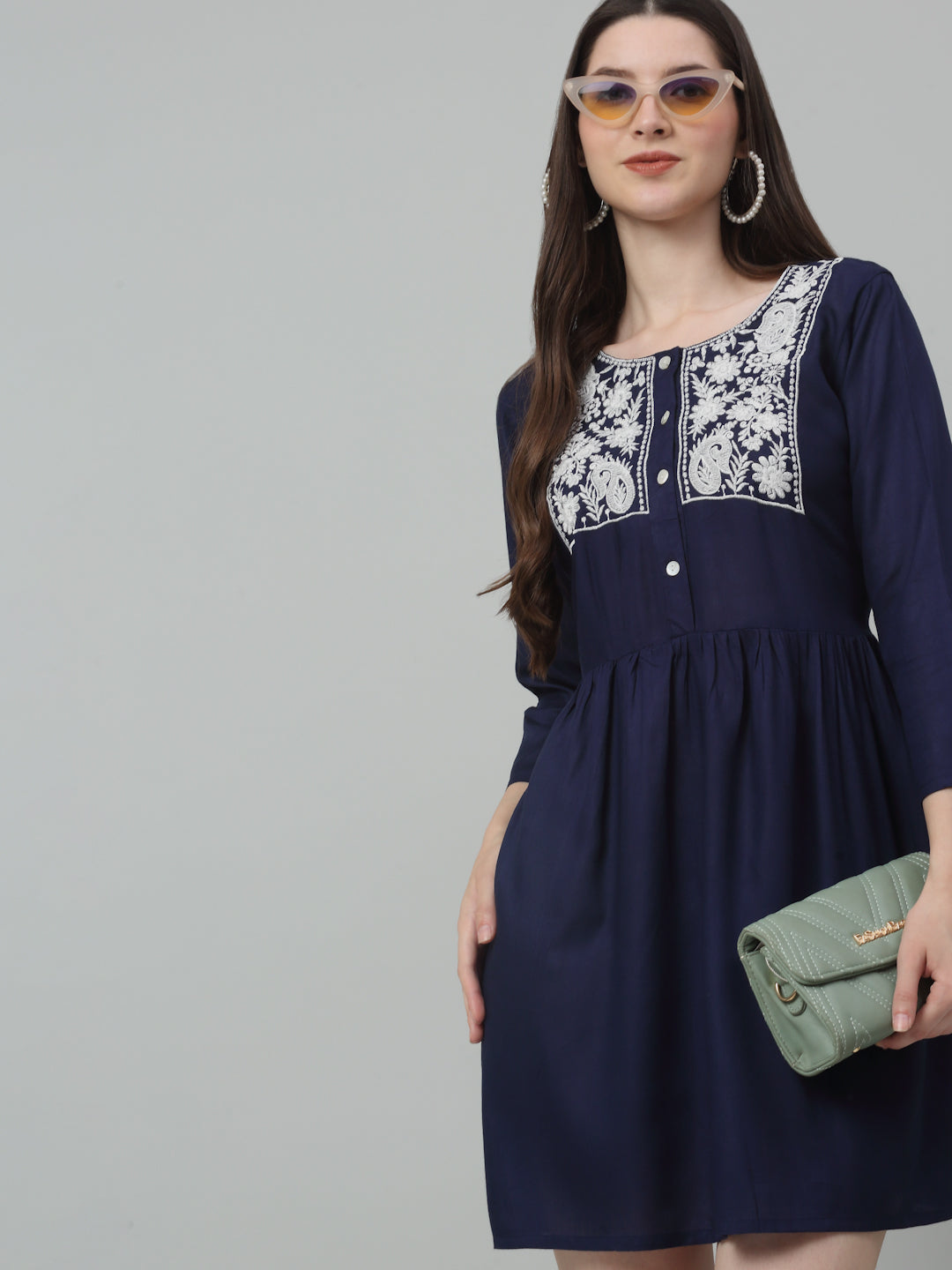 Womens Embroidered A Line Dress
