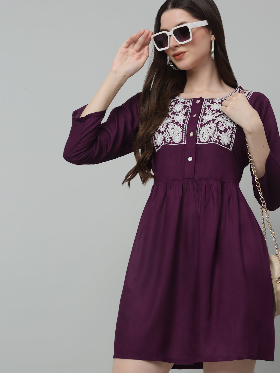 Womens Embroidered A Line Dress