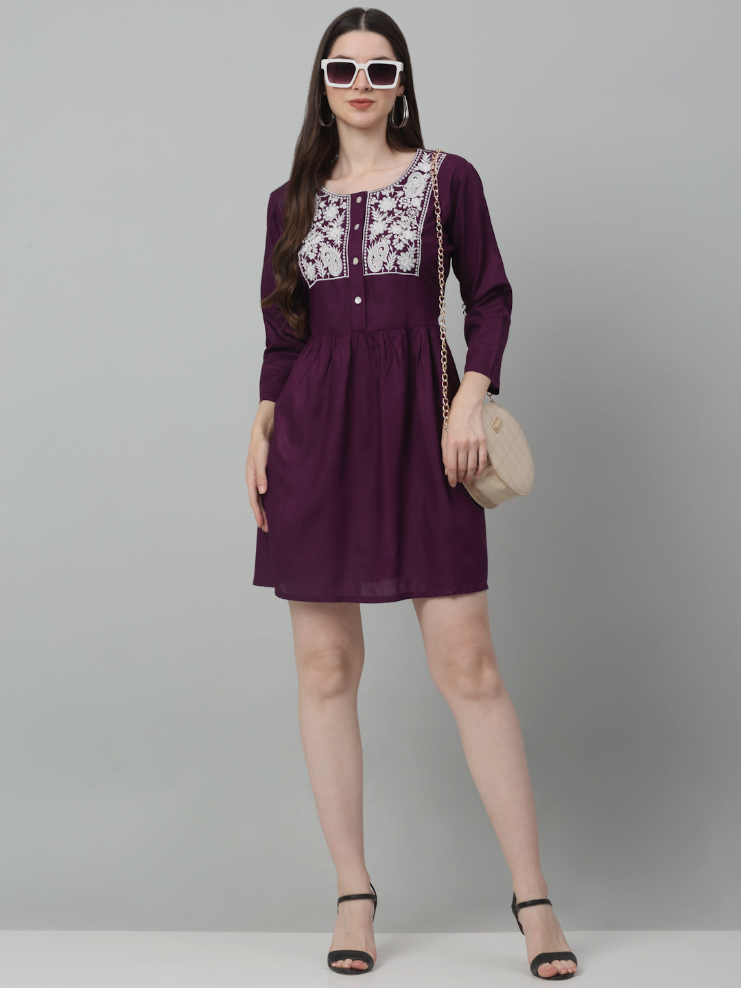 Womens Embroidered A Line Dress