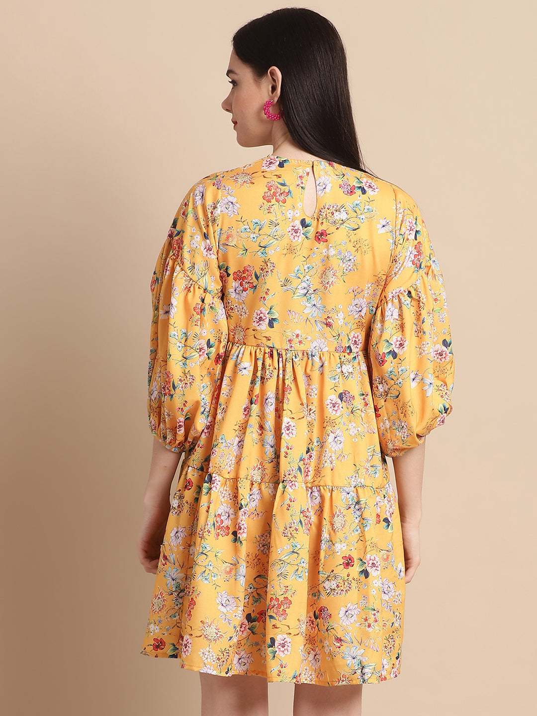 Women Yellow Printed A Line Dress