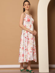 Floral Printed Shoulder Strap Maxi Dress