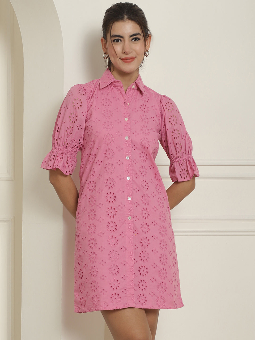 Embroidered Cotton Dress For Women