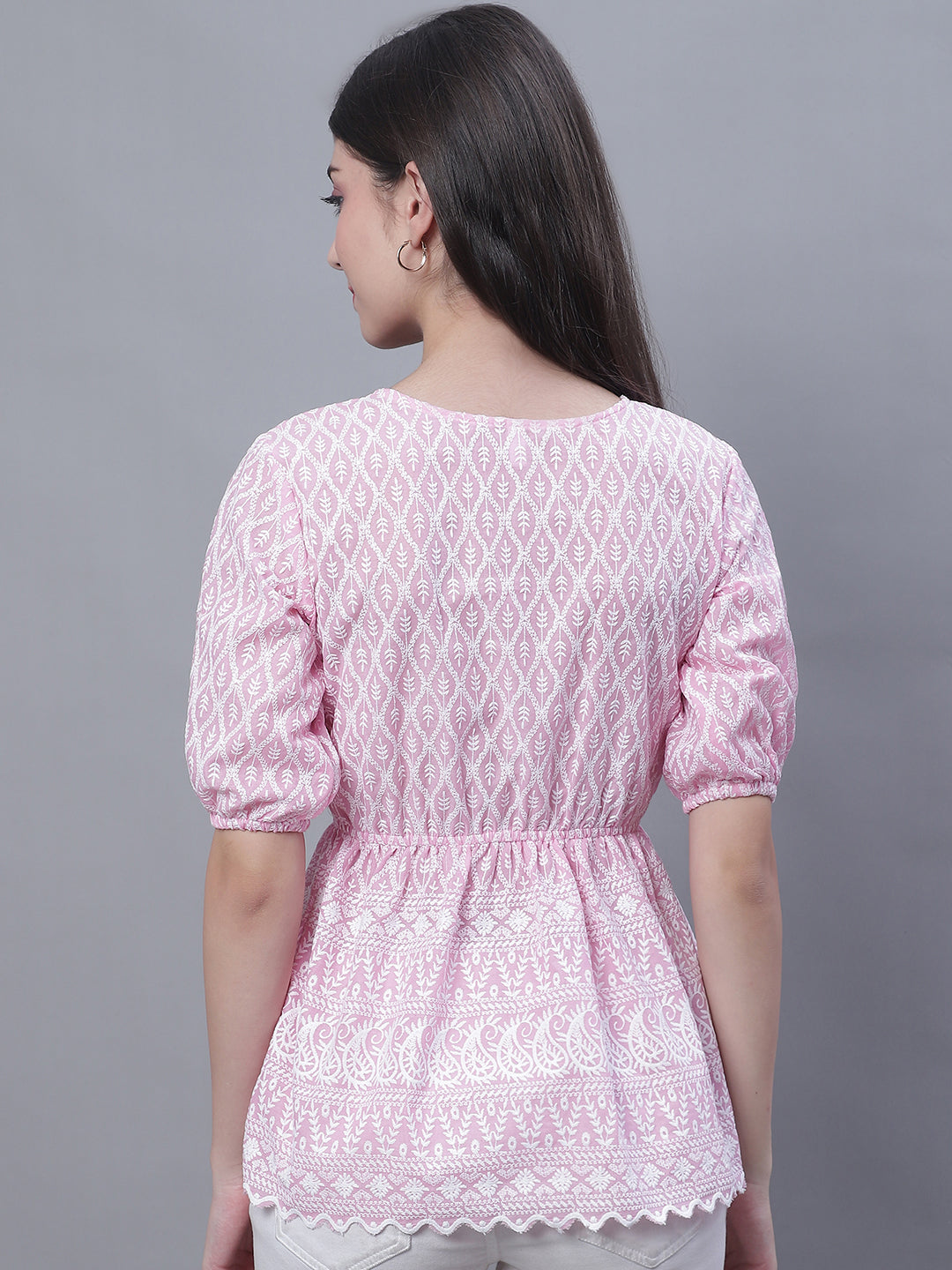 Womens Chikankari Work Empire Top
