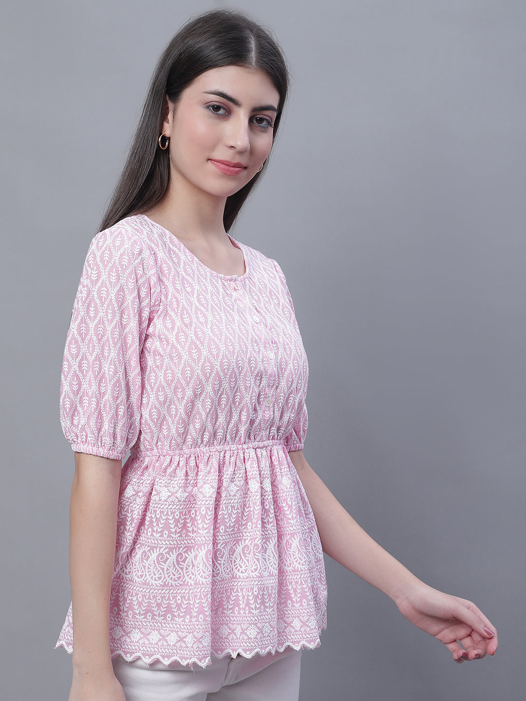 Womens Chikankari Work Empire Top