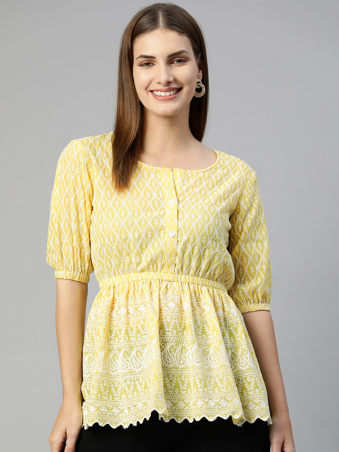 Women Chikankari Work Empire Top