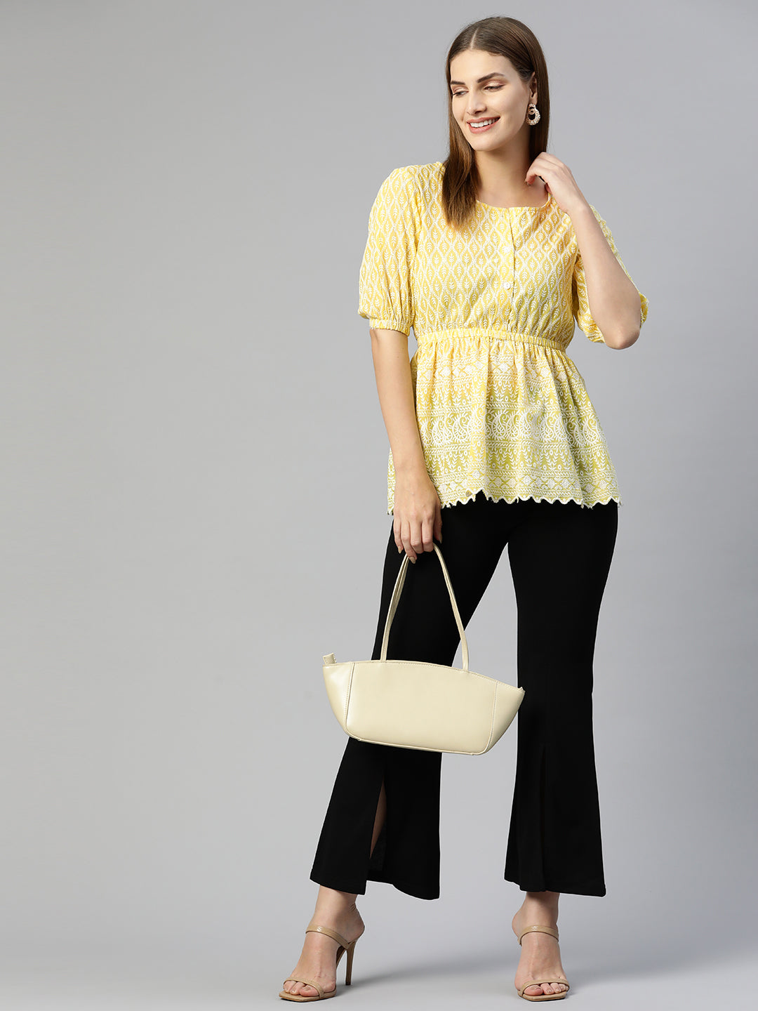 Women Chikankari Work Empire Top