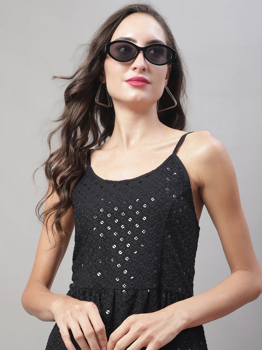 Womens Chikankari Sequen Work Empire Top