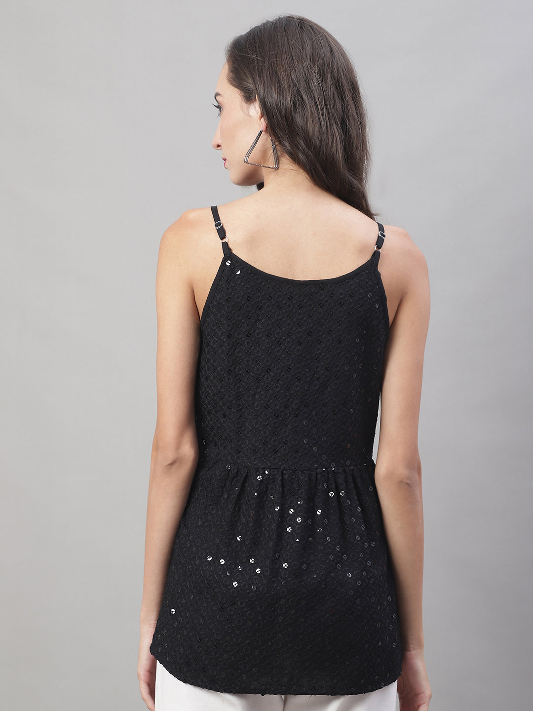 Womens Chikankari Sequen Work Empire Top