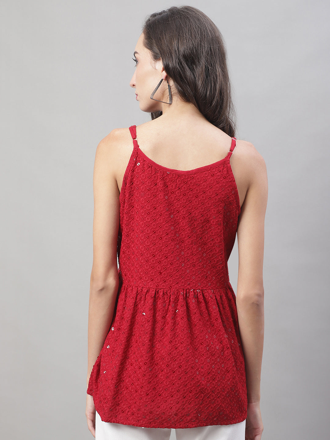 Womens Chikankari Sequen Work Empire Top