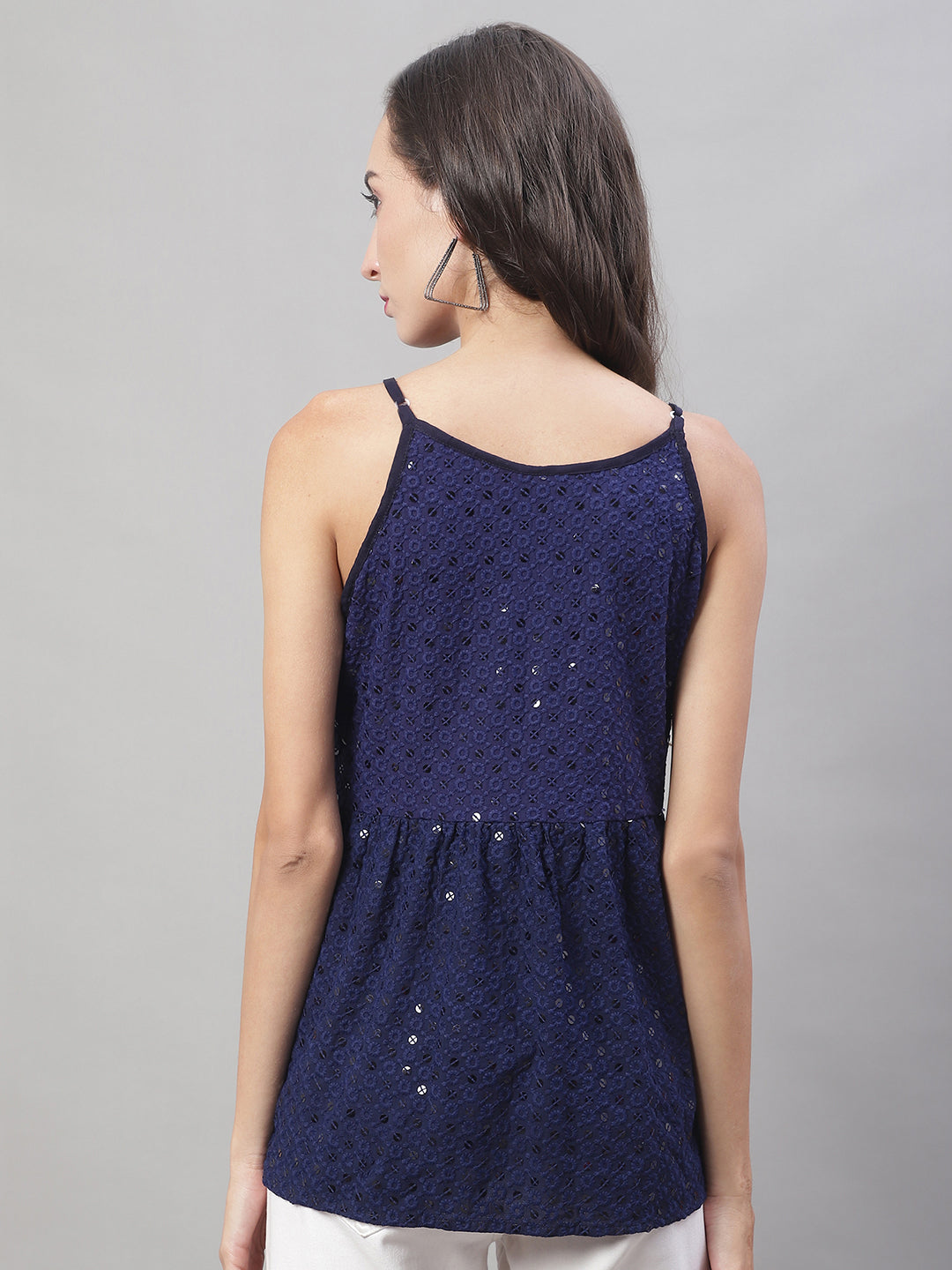 Womens Chikankari Sequen Work Empire Top