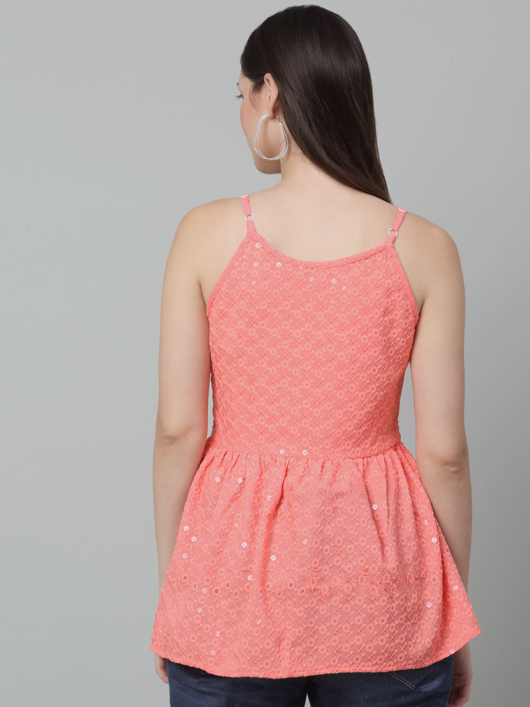 Womens Chikankari Sequen Work Empire Top
