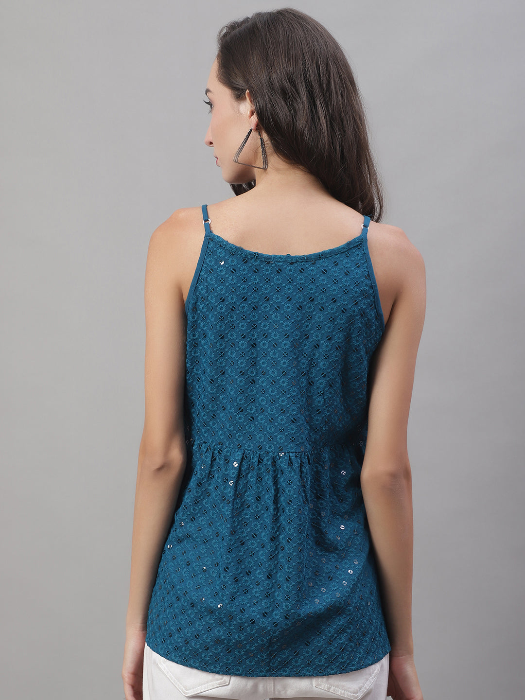 Womens Chikankari Sequen Work Empire Top