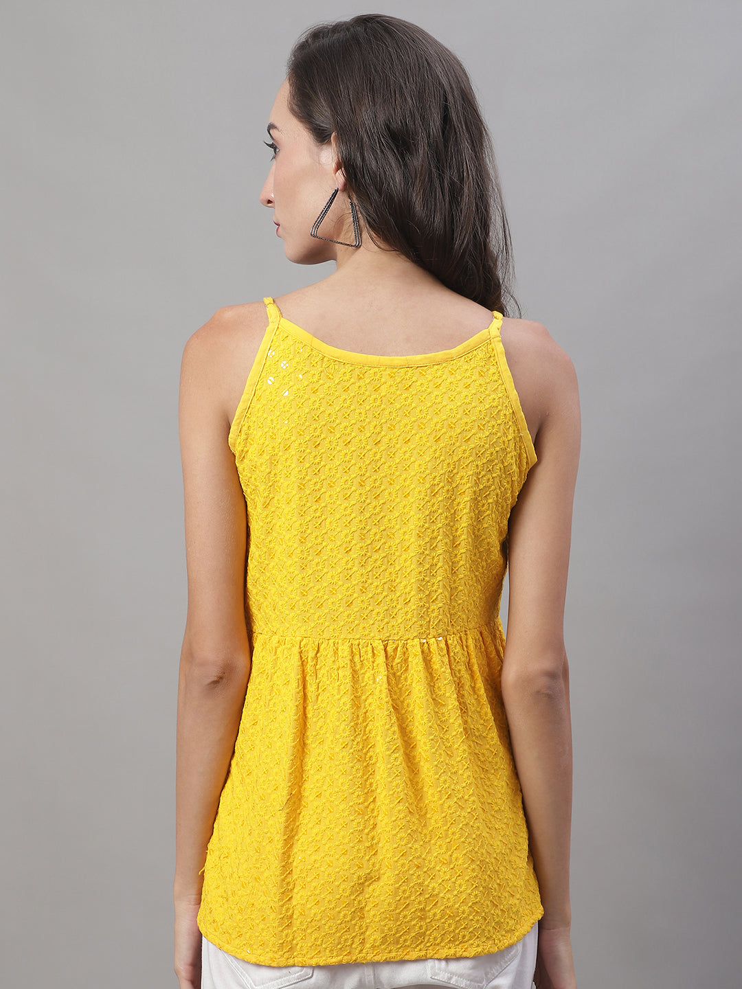 Womens Chikankari Sequen Work Empire Top