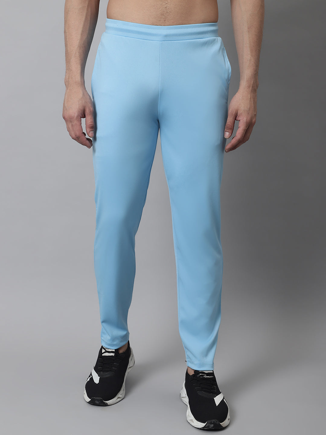 Mens Sky Blue Solid Streachable Lycra Trackpants Jog
