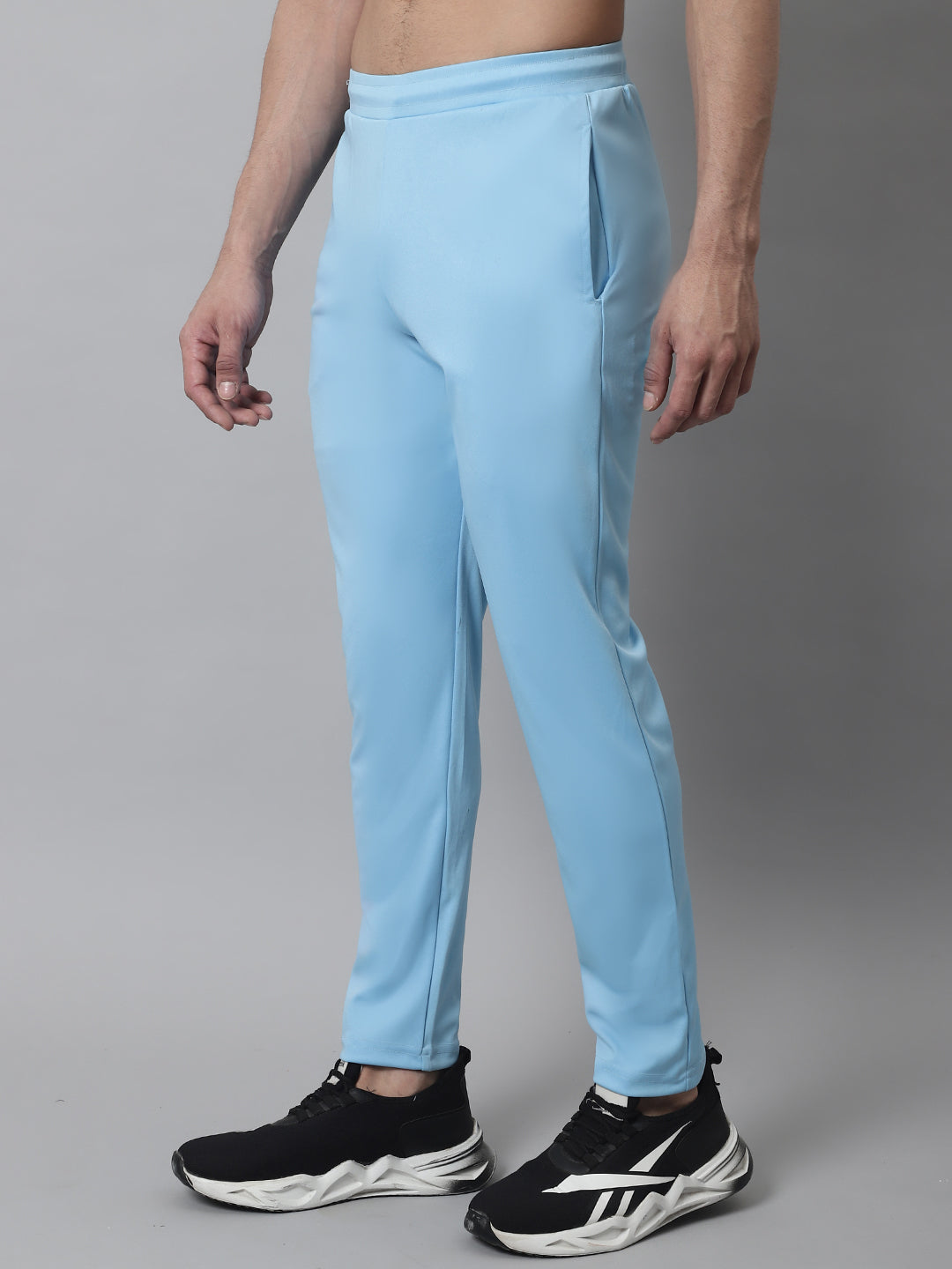 Mens Sky Blue Solid Streachable Lycra Trackpants Jog