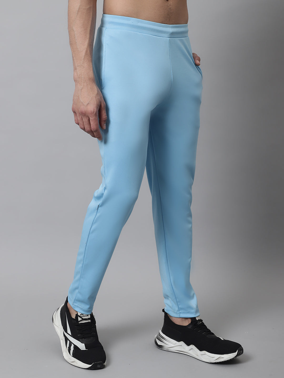 Mens Sky Blue Solid Streachable Lycra Trackpants Jog