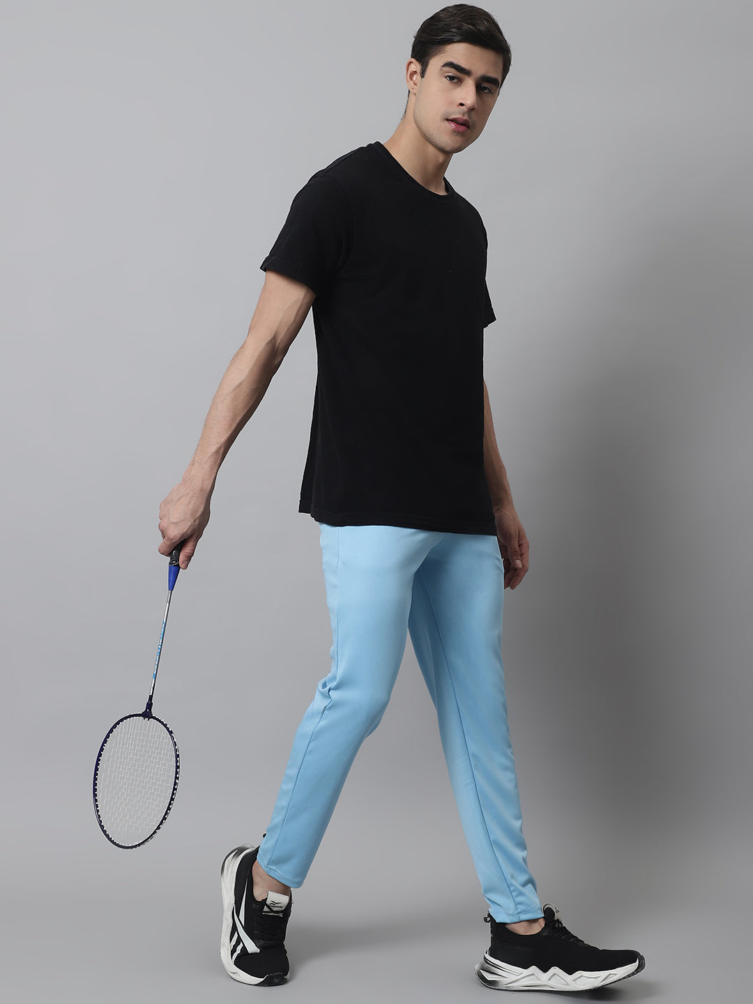 Mens Sky Blue Solid Streachable Lycra Trackpants Jog
