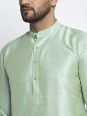 Men's Green Solid Dupion Silk Kurta Only ( KO 636Green )