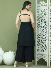 Chic Backless Designer Kurta with Palazzo ( JOKPL 2137B 1577 Black )