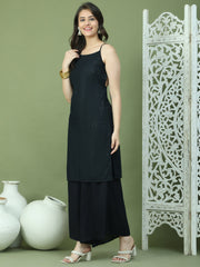 Chic Backless Designer Kurta with Palazzo ( JOKPL 2137B 1577 Black )