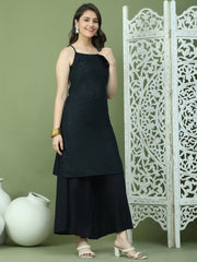 Chic Backless Designer Kurta with Palazzo ( JOKPL 2137B 1577 Black )