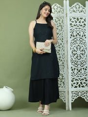 Chic Backless Designer Kurta with Palazzo ( JOKPL 2137B 1577 Black )