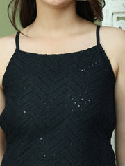 Chic Backless Designer Kurta with Palazzo ( JOKPL 2137B 1577 Black )