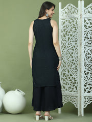Embroidered Rayon Kurta for Women ( JOK 1579 Black )