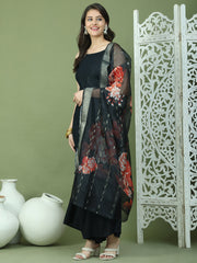 Backless Designer Kurta Palazzo Set with Floral Dupatta ( JOKPL 2137B D66B 1577 Black )