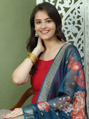 Backless Designer Kurta Palazzo Set with Floral Dupatta ( JOKPL 2137B D66Pe 1577 Maroon )