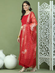 Backless Designer Kurta Palazzo Set with Floral Dupatta ( JOKPL 2137B D66R 1577 Maroon )