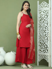Backless Designer Kurta Palazzo Set with Floral Dupatta ( JOKPL 2137B D66R 1577 Maroon )