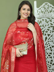 Backless Designer Kurta Palazzo Set with Floral Dupatta ( JOKPL 2137B D66R 1577 Maroon )