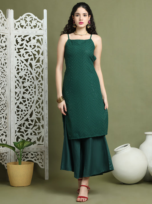 Backless Designer Kurta for Women ( JOK 1577 Green )