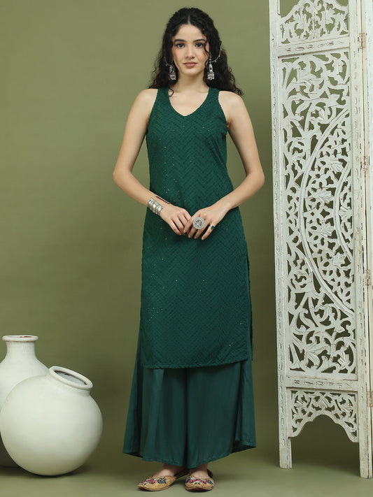 Embroidered Rayon Kurta for Women ( JOK 1579 Green )