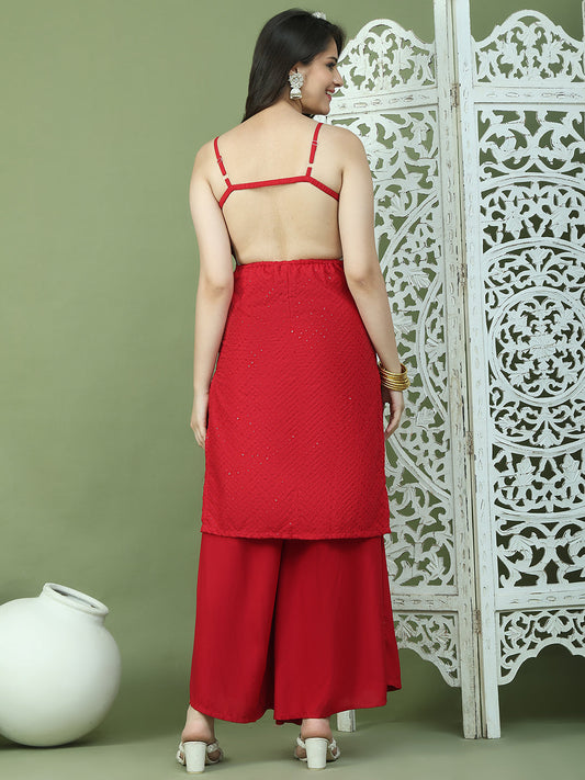 Backless Designer Kurta for Women ( JOK 1577 Maroon )
