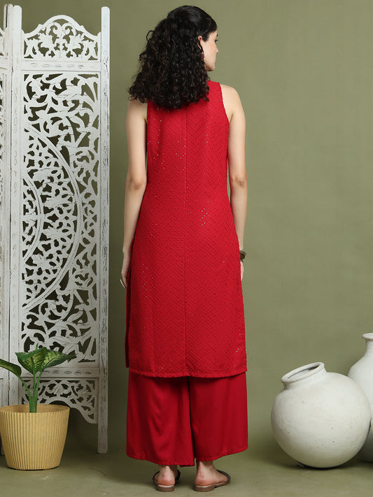 Embroidered Rayon Kurta for Women ( JOK 1579 Maroon )
