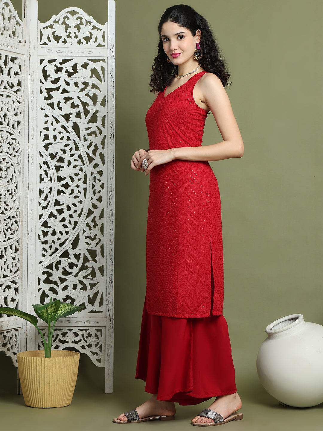 Embroidered Rayon Kurta For Women